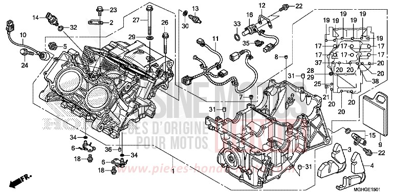 CARTER MOTEUR (VFR1200XD/XDA/XDL/XDS) de VFR1200X "Crosstourer" DCT PEARL COSMIC BLACK (NHA64) 2016